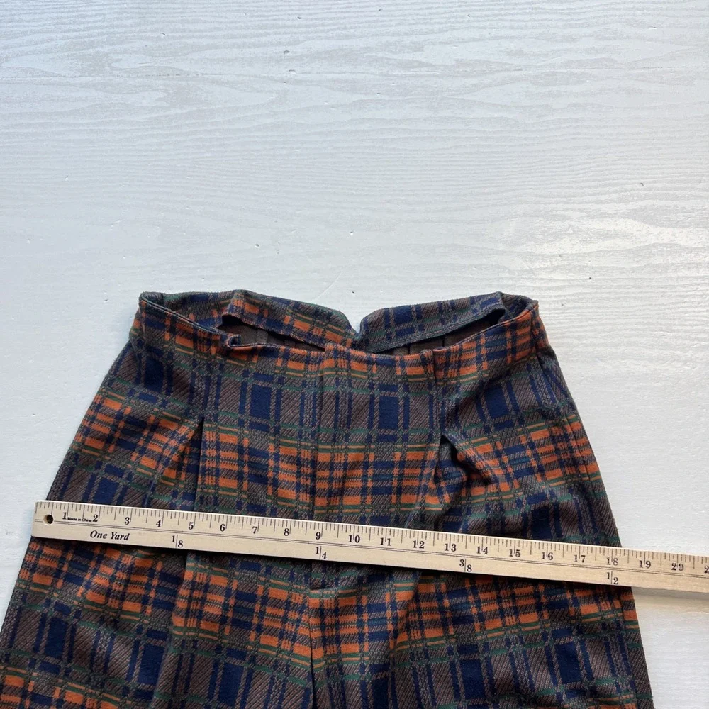Free People Pants Womens S Brecan High Rise Pleated Plaid Ankle Crop